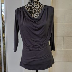 Slate Gray Cowl Neck / Droop Neck 3/4th Sleeve Top